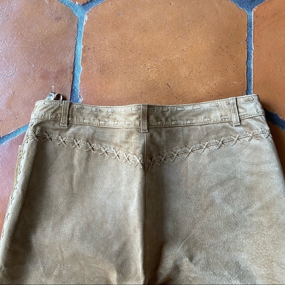 NEW JONES NEW YORK COUNTRY 8 100% LEATHER SUEDE PANTS Camel Color Western NWT - Picture 7 of 10